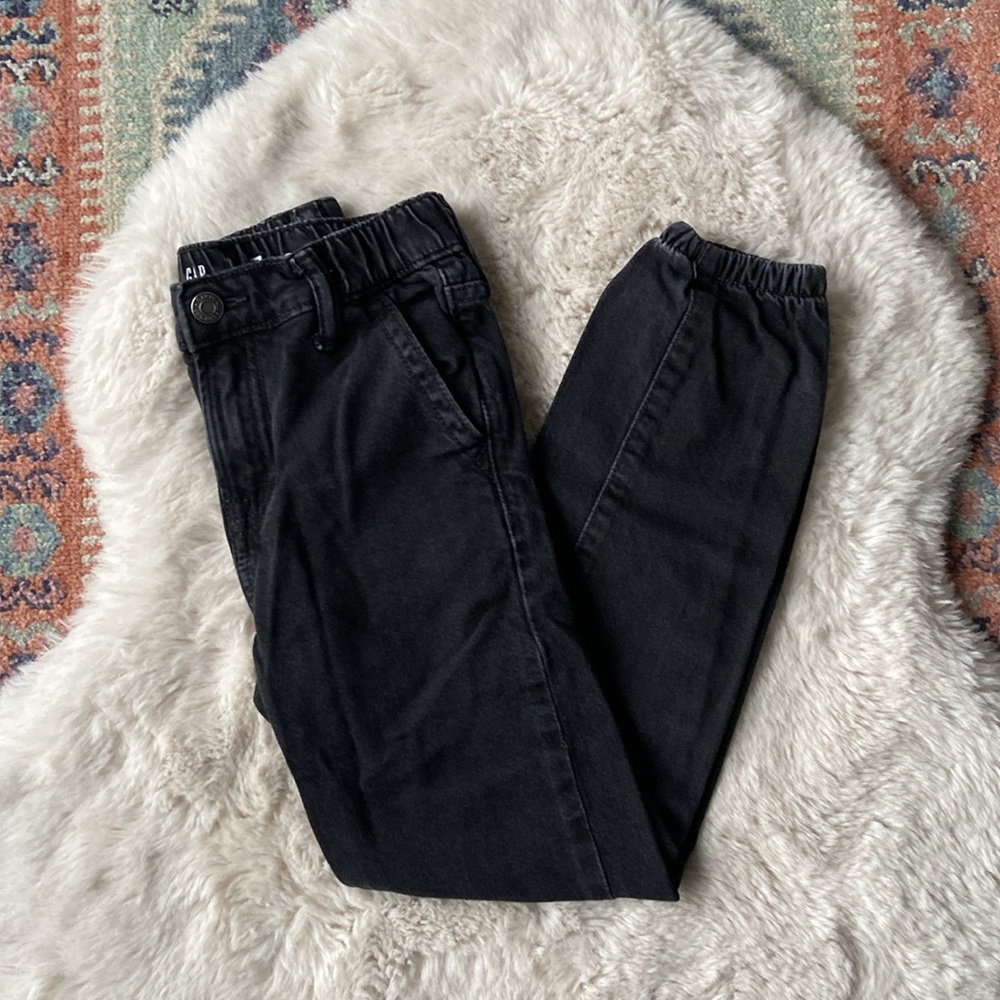 Gap kids black denim jogger slim pant washed black casual size 7